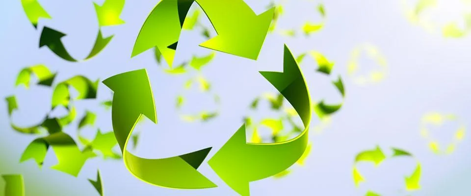 Banner con simbolo de reciclaje