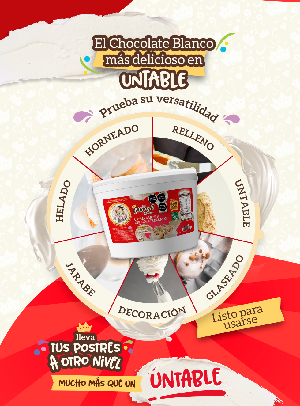 Banner con tarro de CARLOS V® blanco y sus posibles usos