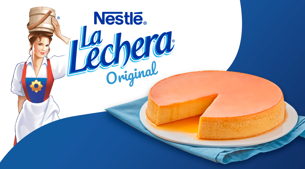 Un flan acompañado del logotipo de LA LECHERA® NESTLÉ® Original