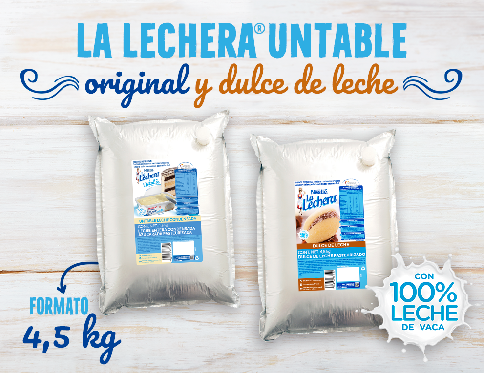 Bolsas de LA LECHERA® untable en dos sabores y formato de 4.5 kg