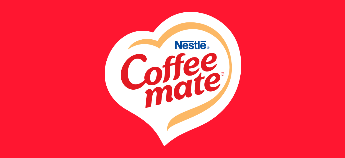 Logotipo de COFFEE MATE® sobre fondo rojo