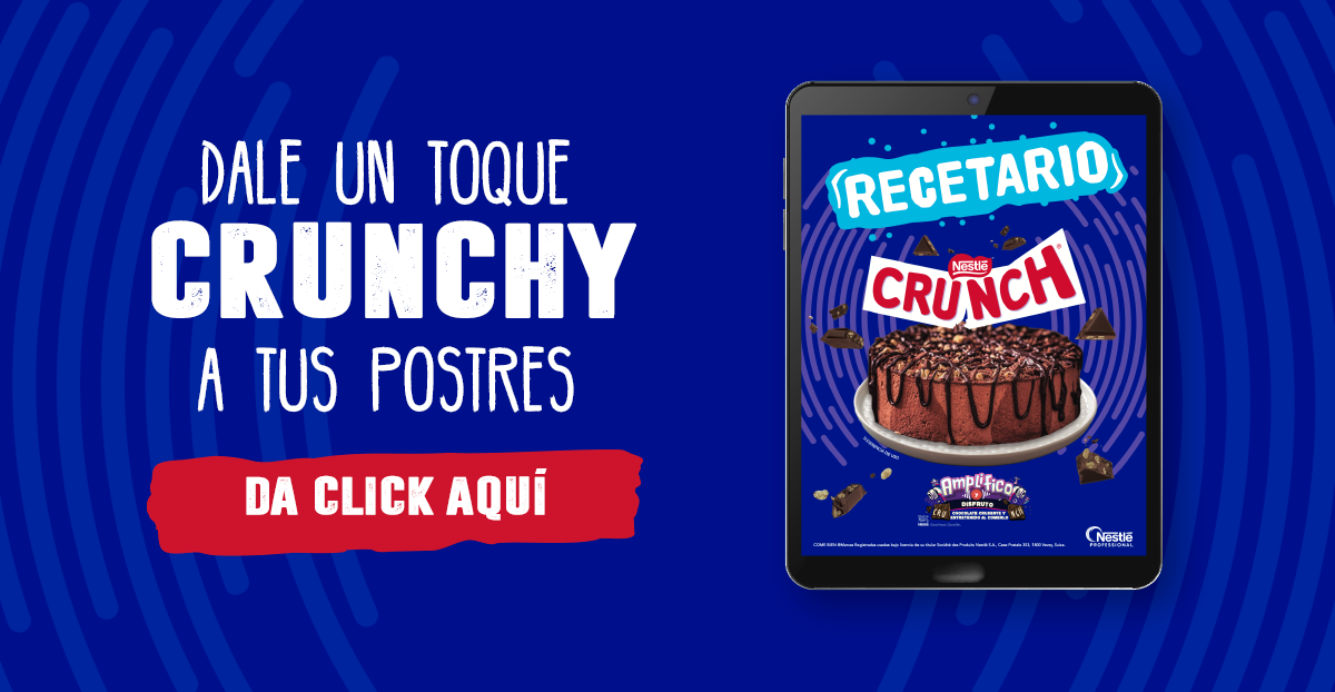 Banner azul que invita a conocer el recetario de CRUNCH®