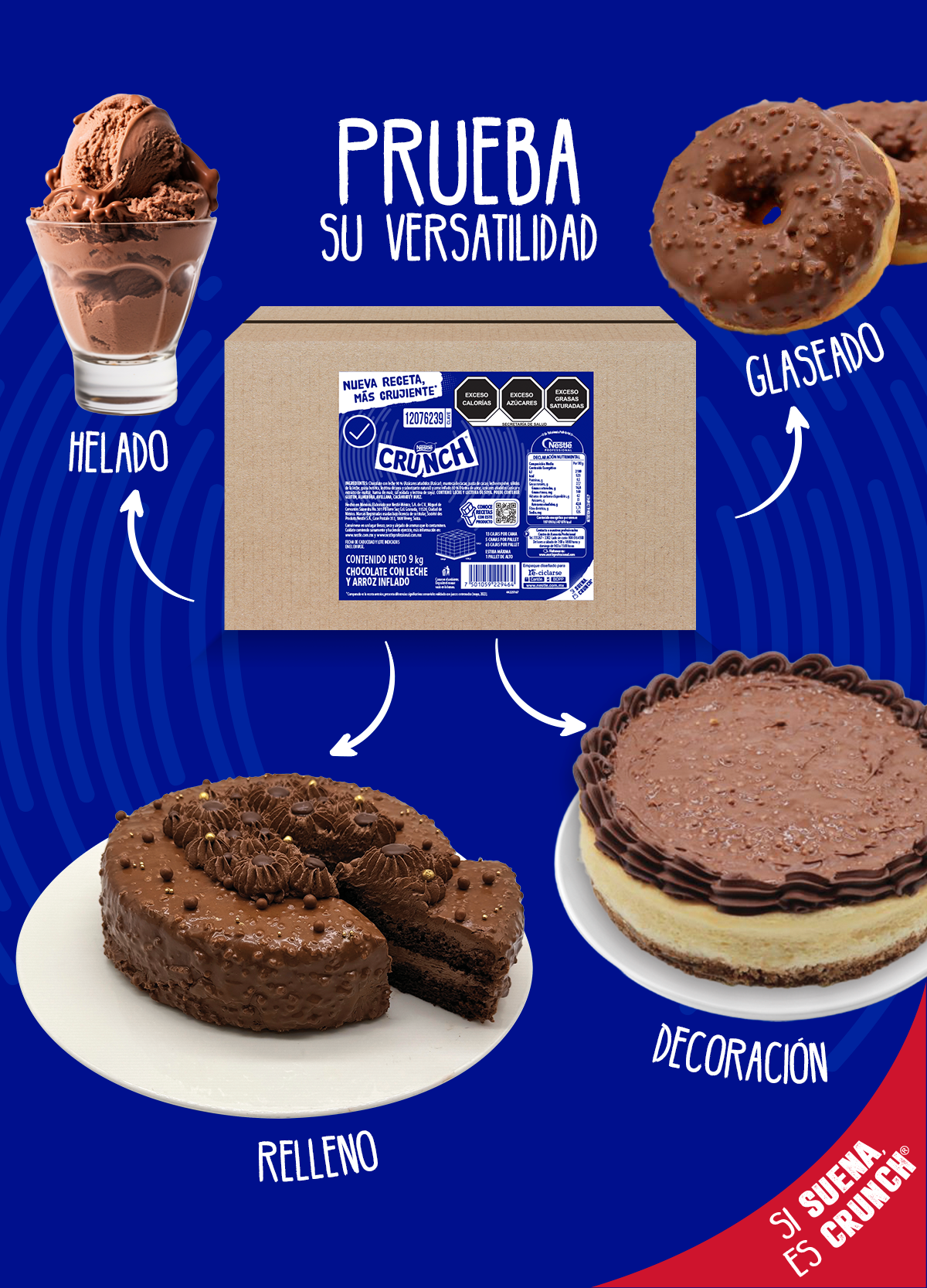 Variedad de recetas dulces con chocolate destacan la versatididad de CRUNCH®