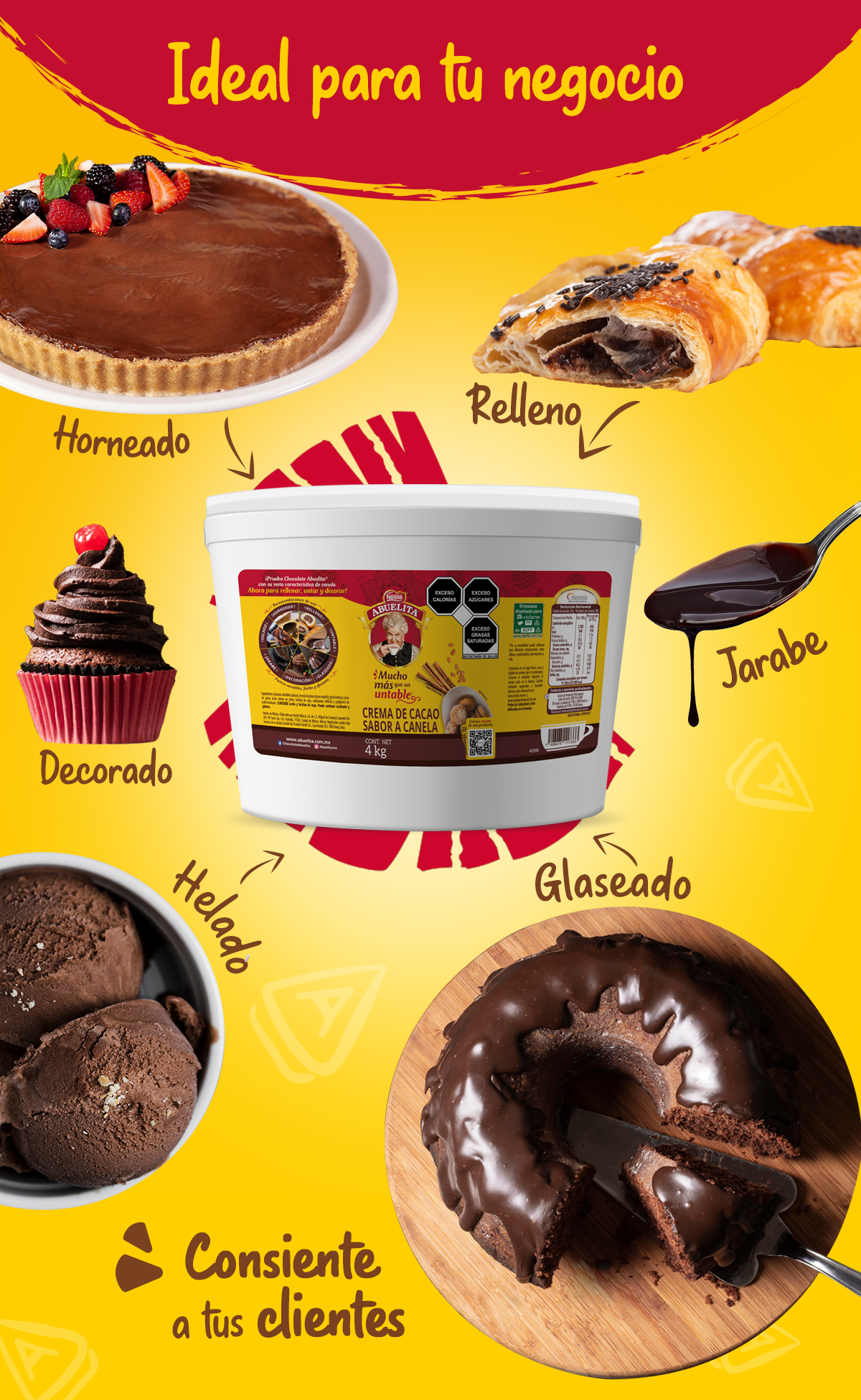 Variedad de recetas que destacan la versatididad del Chocolate ABUELITA®untable