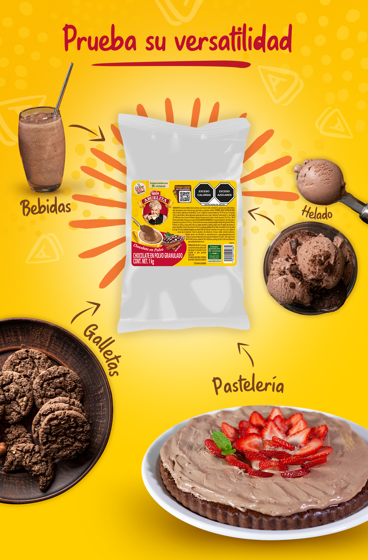 Variedad de recetas que se pueden preparar con el Chocolate ABUELITA® en polvo