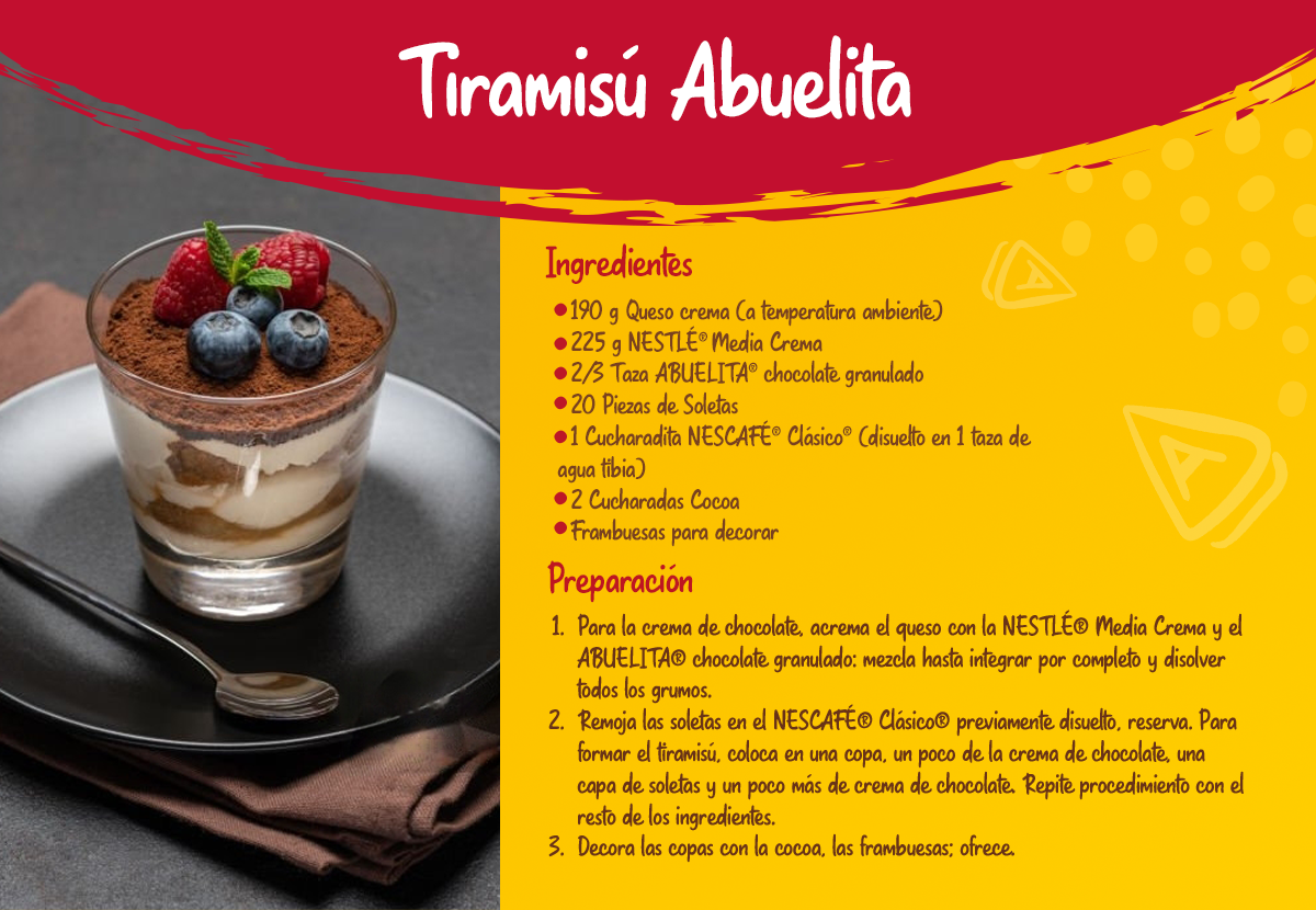 Receta de tiramisú con el Chocolate ABUELITA® en polvo