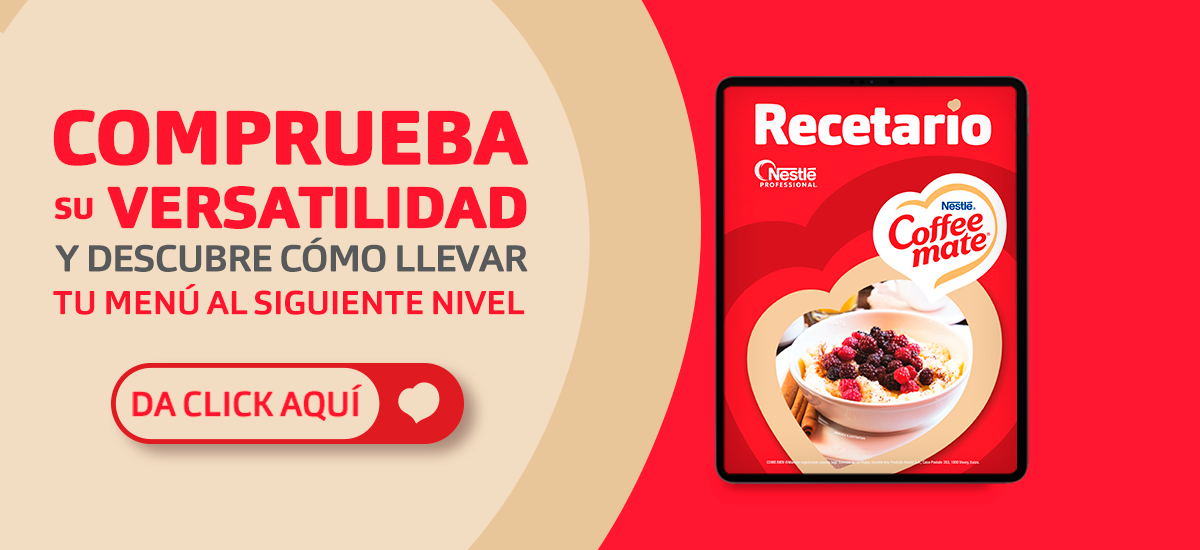 Banner que invita a descargar el recetario de COFFEE MATE®