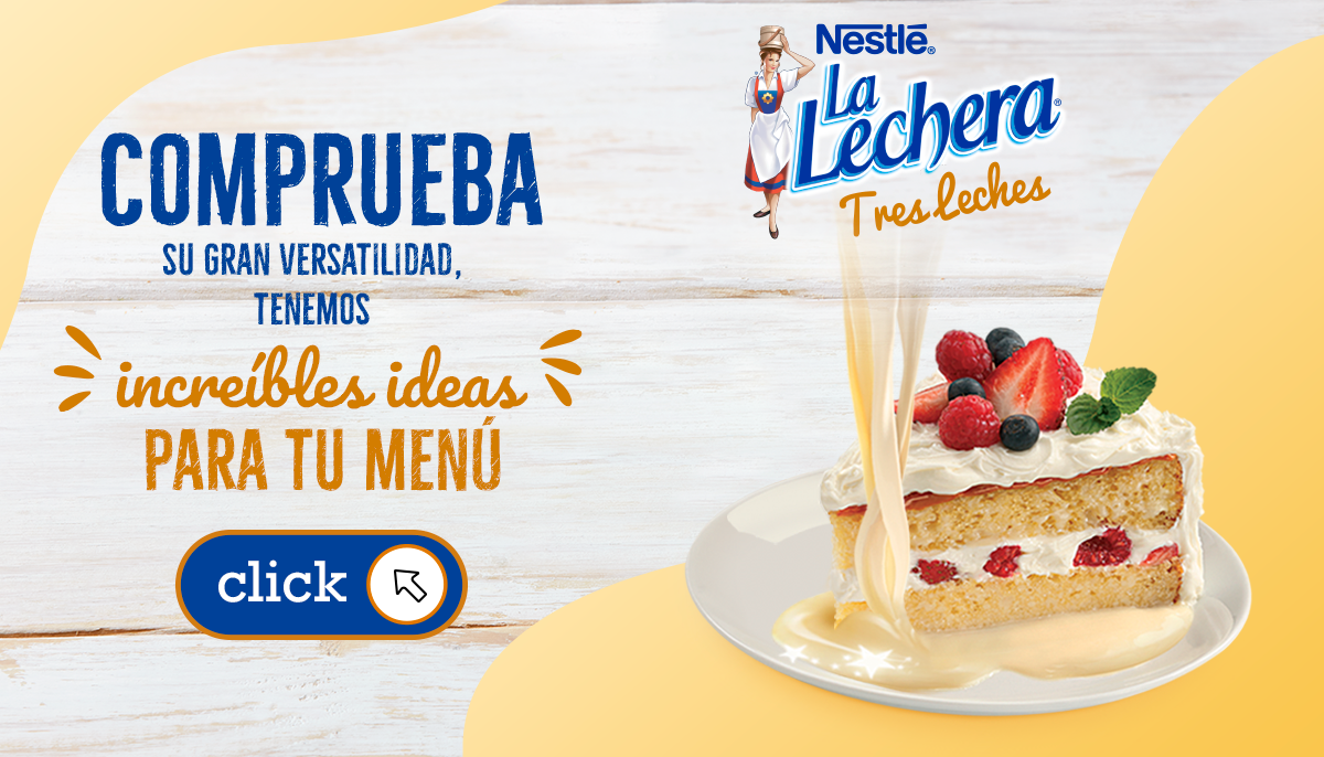Banner que invita a conocer el recetario de LA LECHERA® Tres leches