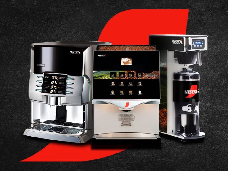 Tres referencias de máquinas profesionales NESCAFÉ® en comodato disponibles para negocios en México.
