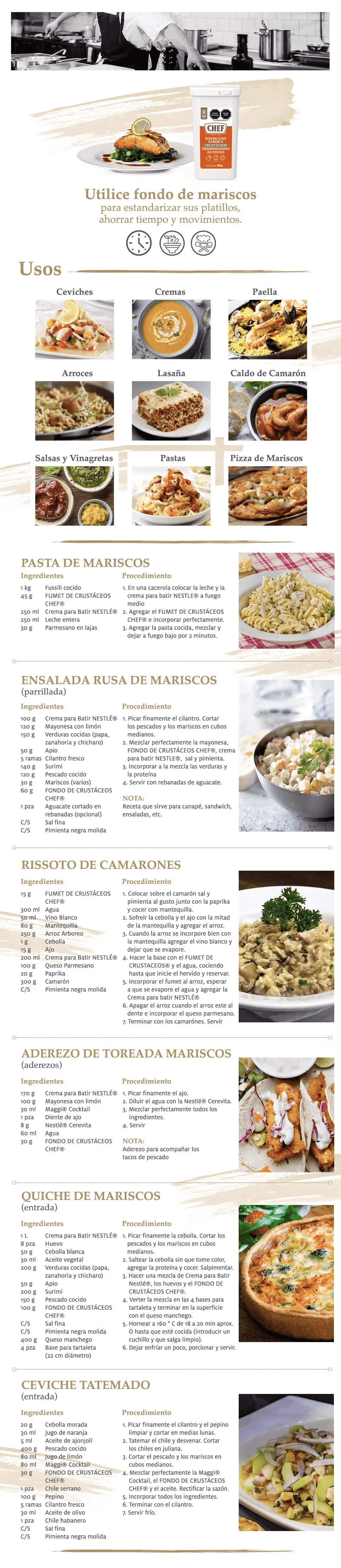 Banner blanco con tarro de CHEF® Fondo de crustáceos y un plato de camarones