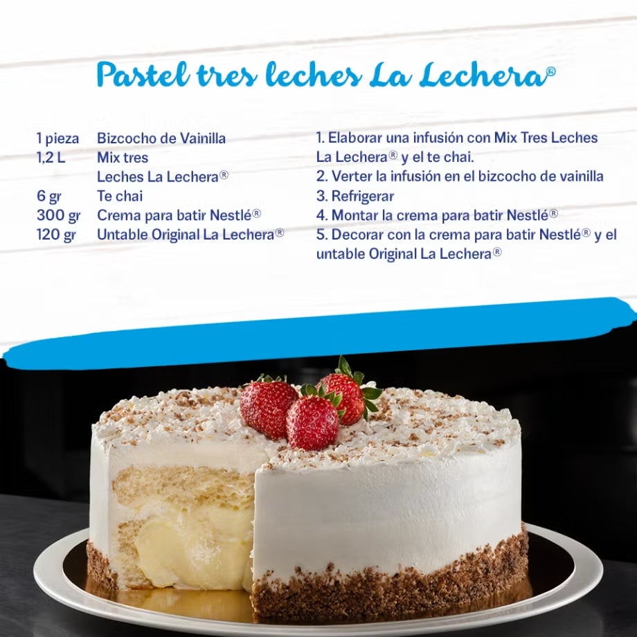 Bizcocho con Leche condensada untable LA LECHERA® e indicaciones para hacer la receta