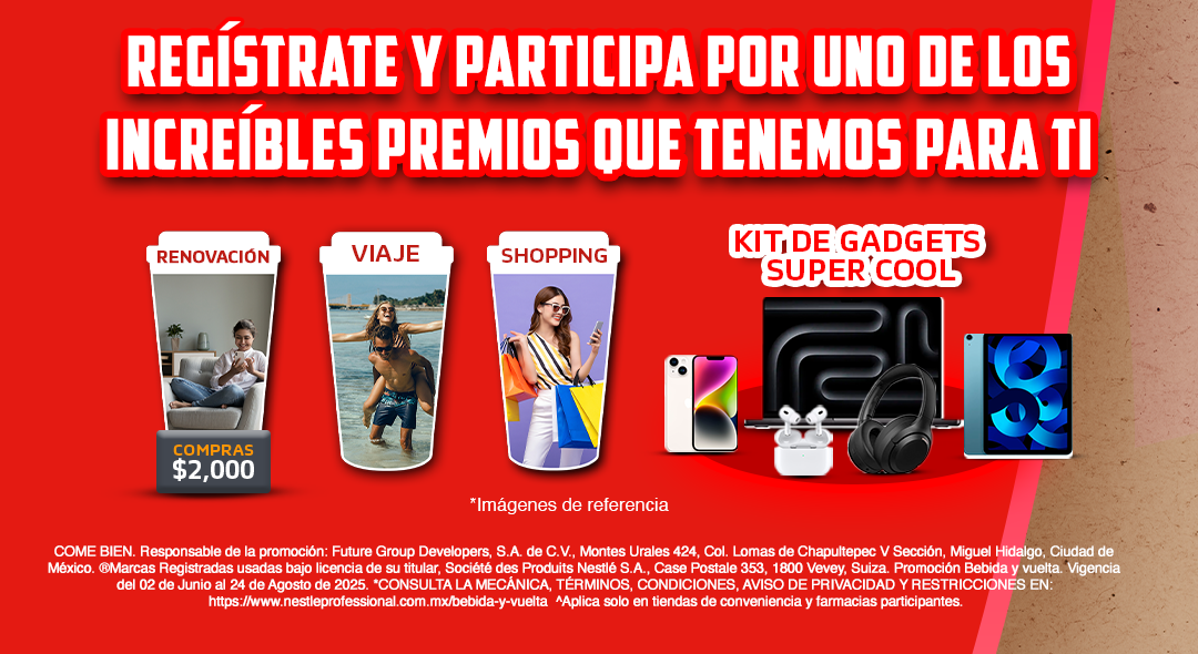 Banner premios de la promo ¡BEBida y vuelta!