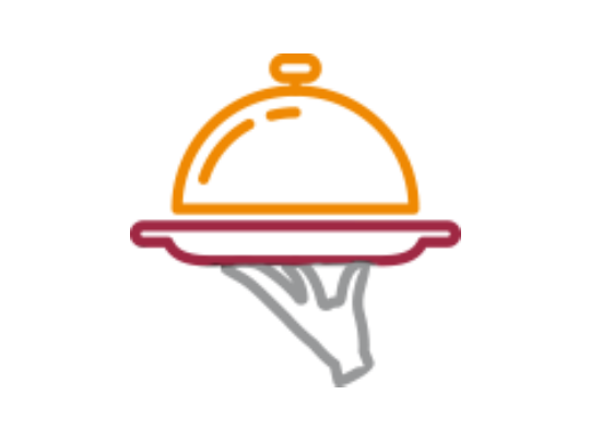 Una mano sostiene una bandeja con alimentos