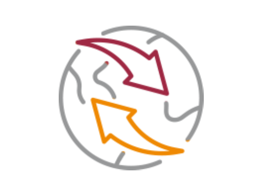 Sobre un planeta dos flechas apuntan a sentidos contrarios