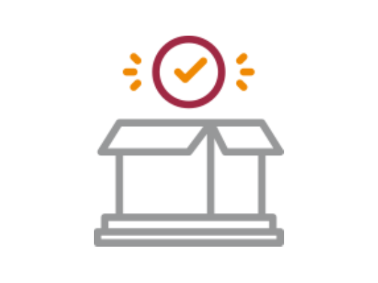 Sobre una caja un ícono de check