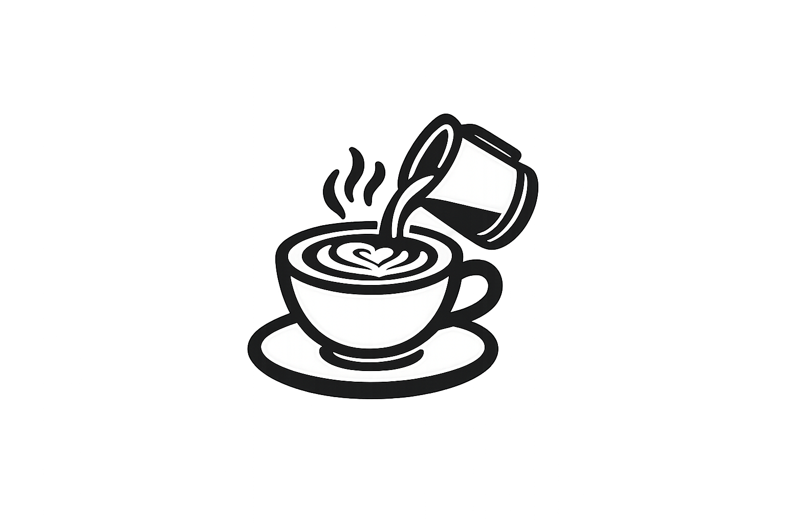 Ícono de taza de café con leche y vertido que representa técnicas de barismo