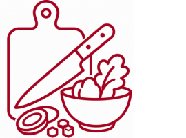 Ícono de mise en place y preparación de cocina