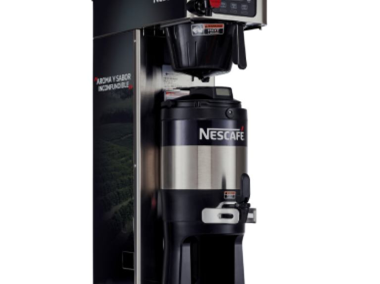 Cafetera profesional NESCAFÉ® Boxha con acabado en acero inoxidable y controles digitales.