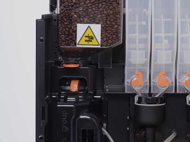 Vista del sistema de molido de café en grano de la máquina NESCAFÉ® Fusión Grano