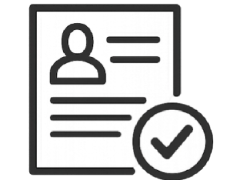 Ícono de perfil con marca de verificación que simboliza certificación profesional