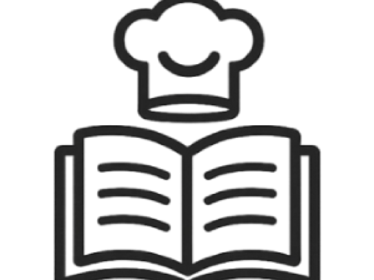 Ícono de un libro y cubiertos que representa la formación gastronómica de los estudiantes
