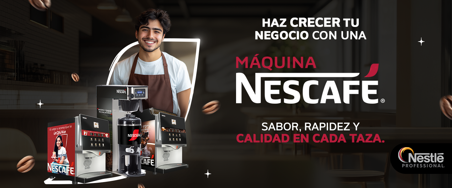 Banner promocional de Máquinas NESCAFÉ® con un barista sonriente
