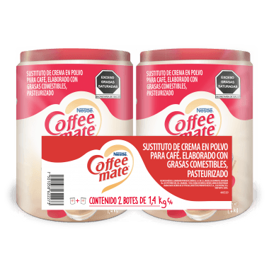 Dos botes de sustituto de crema en polvo para café Coffee Mate de 1.4 kg cada uno