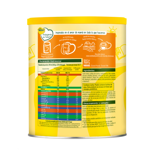 Lata de leche en polvo NESTLÉ® NIDO® Forticrece de 1.56kg para negocios