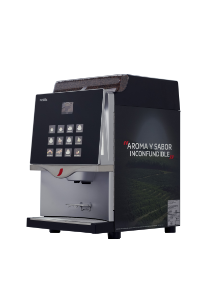 Vista lateral de la máquina de café NESCAFÉ® Fusión Grano con 12 opciones de bebidas