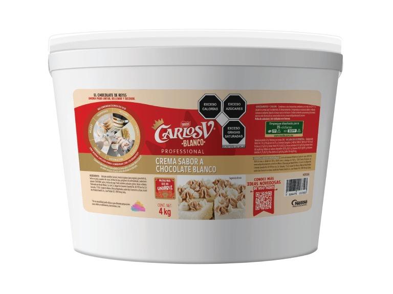 Bote de crema con sabor a chocolate blanco Untable Carlos V de 4 kg