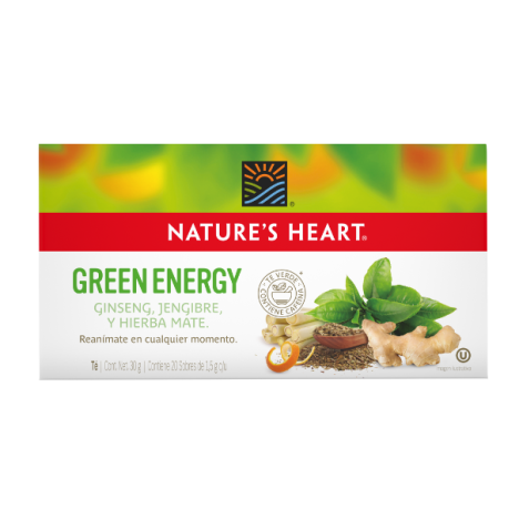 Caja con 20 sobres de Té Green Energy Nature's Heart de 30g c/u