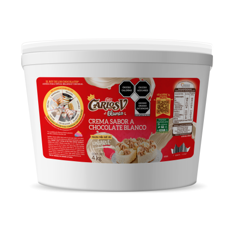 Bote de crema sabor a chocolate blanco Untable Carlos V de 2.5 kg