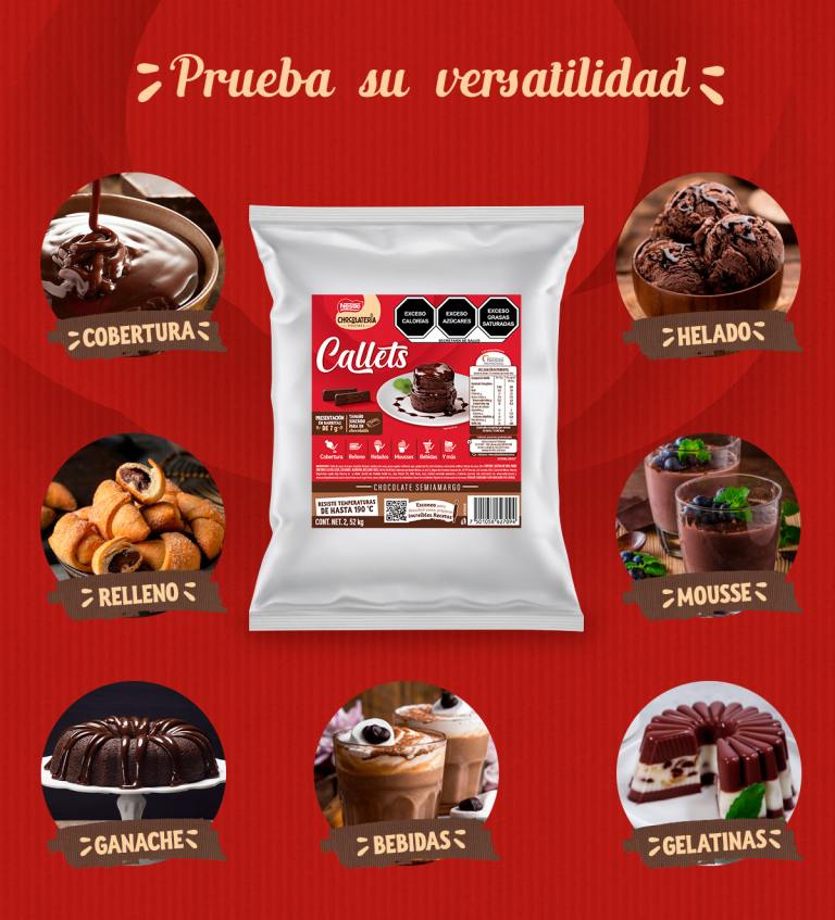 Paquete de Callets y variedad de recetas donde se muestra su versatilidad de uso
