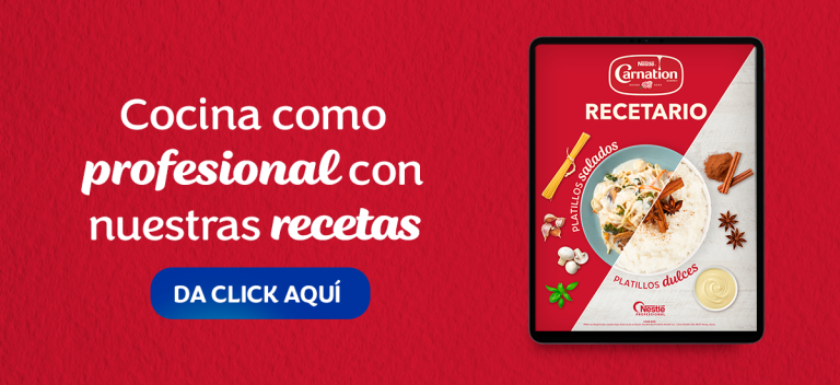 Banner que invita a conocer las recetas con Leche evaporada CARNATION®